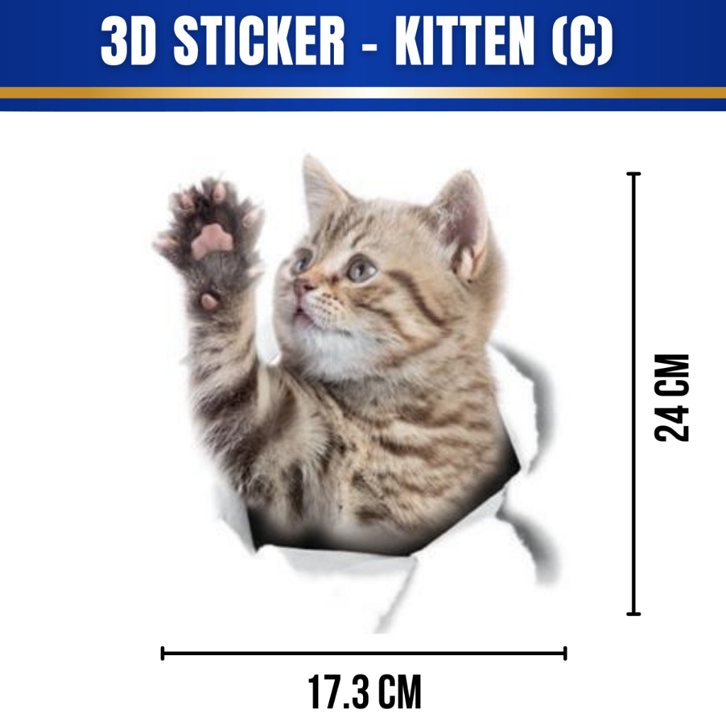 C&C Cute Cats Pattern 3D Wall Stickers / 3D Kitten Cat Bathroom Toilet Stickers / Home Decoration Animals Vinyl DIY