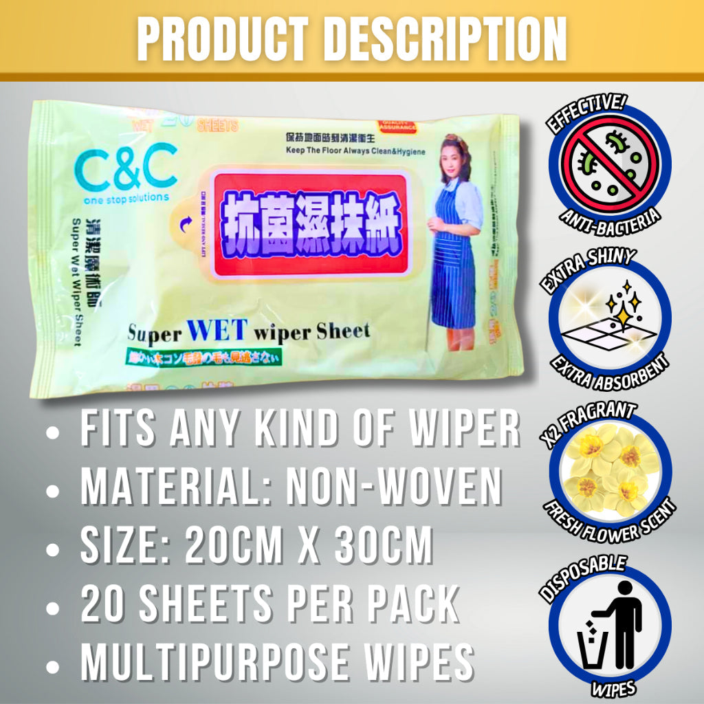 C&C Flat Mop Lazy Mop Disposable Wipes Mop Dry and Wet Use Mop Free Reusable Towel
