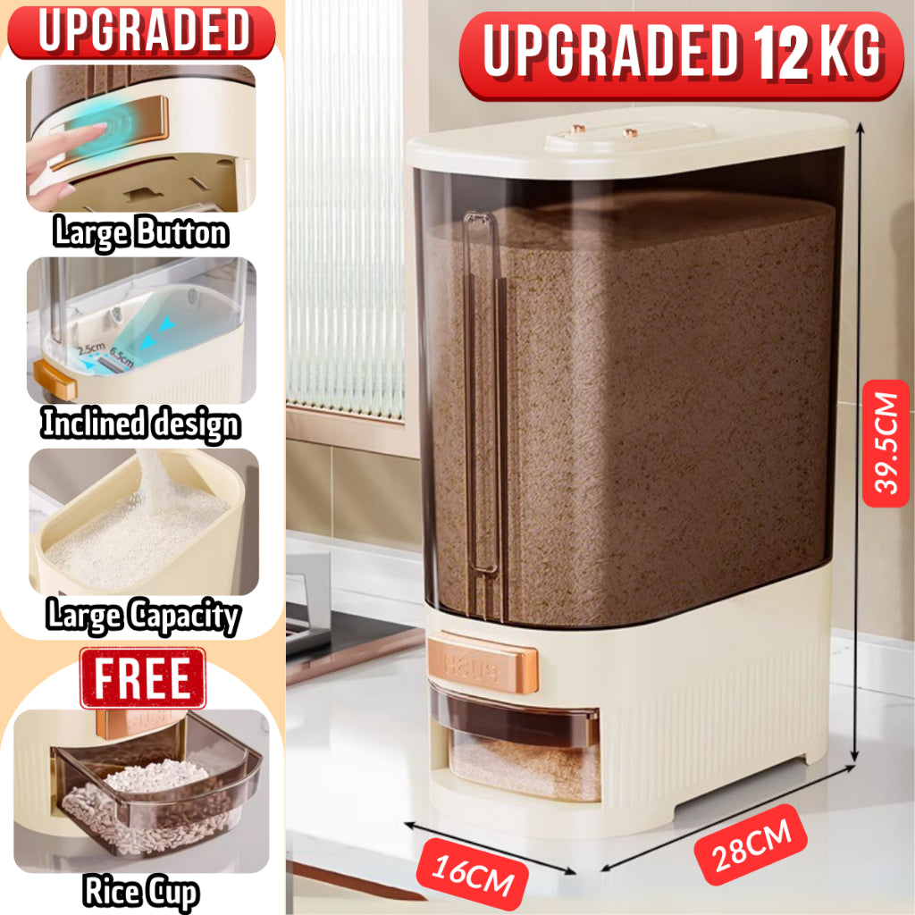 C&C 10kg Rice Dispenser Airtight Automatic Rice Dispenser Rice Storage Box Rice Box Bekas Beras 10kg Bekas Telur
