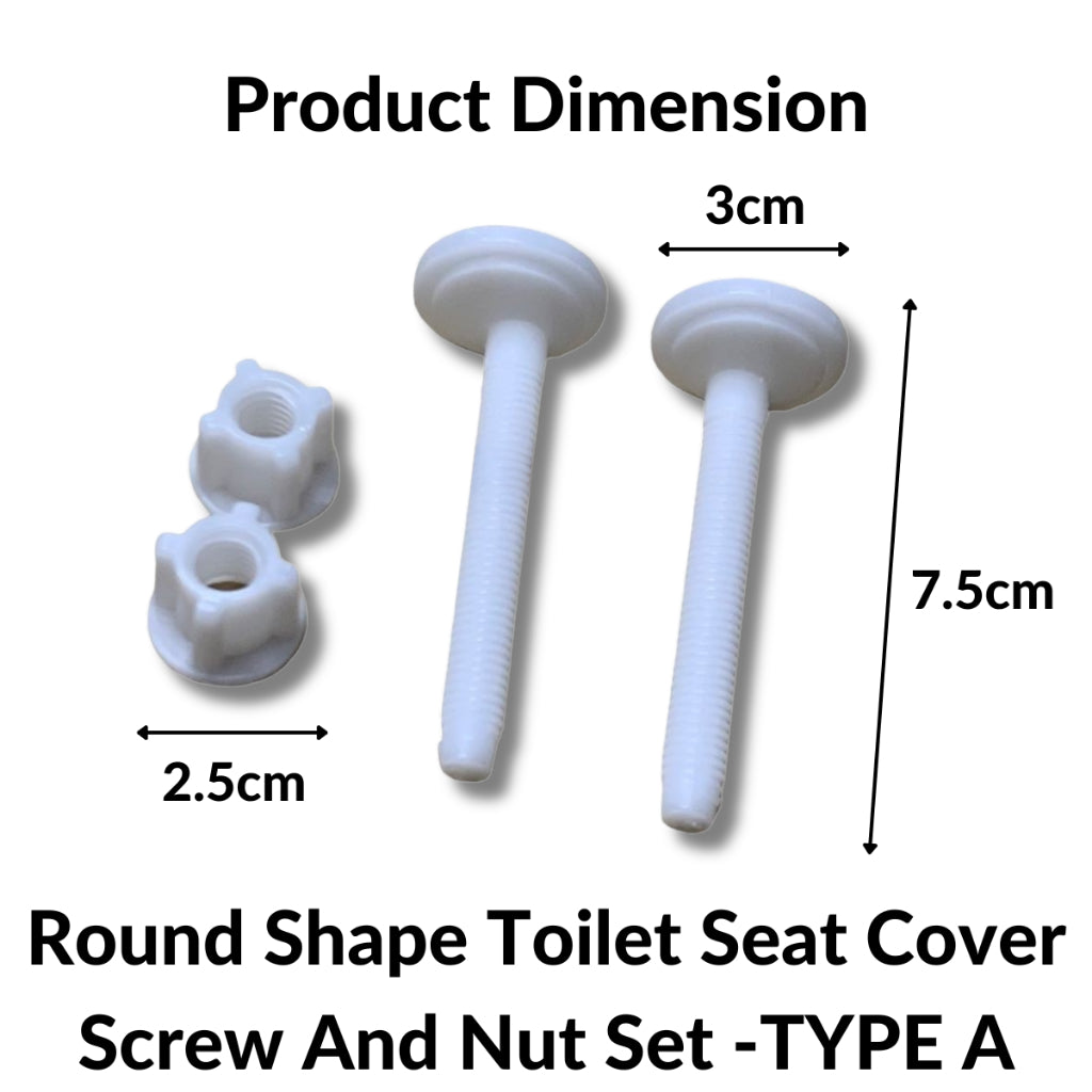 CJ FISH BRAND 1 Set Toilet Seat Cover Screw And Nut Set Toilet Square and Round Shape Screw Nut Hinge and Screw Nut Bolt