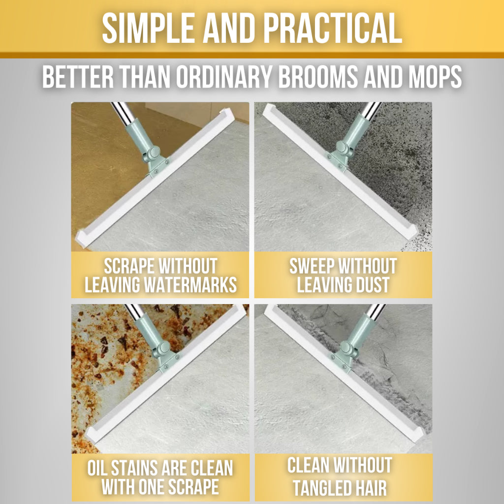 C&C Silicone Floor Magic Broom 2-IN-1 180 DegreeDegree Rotatable Scraper Wiper Penyapu Pengikis Lantai