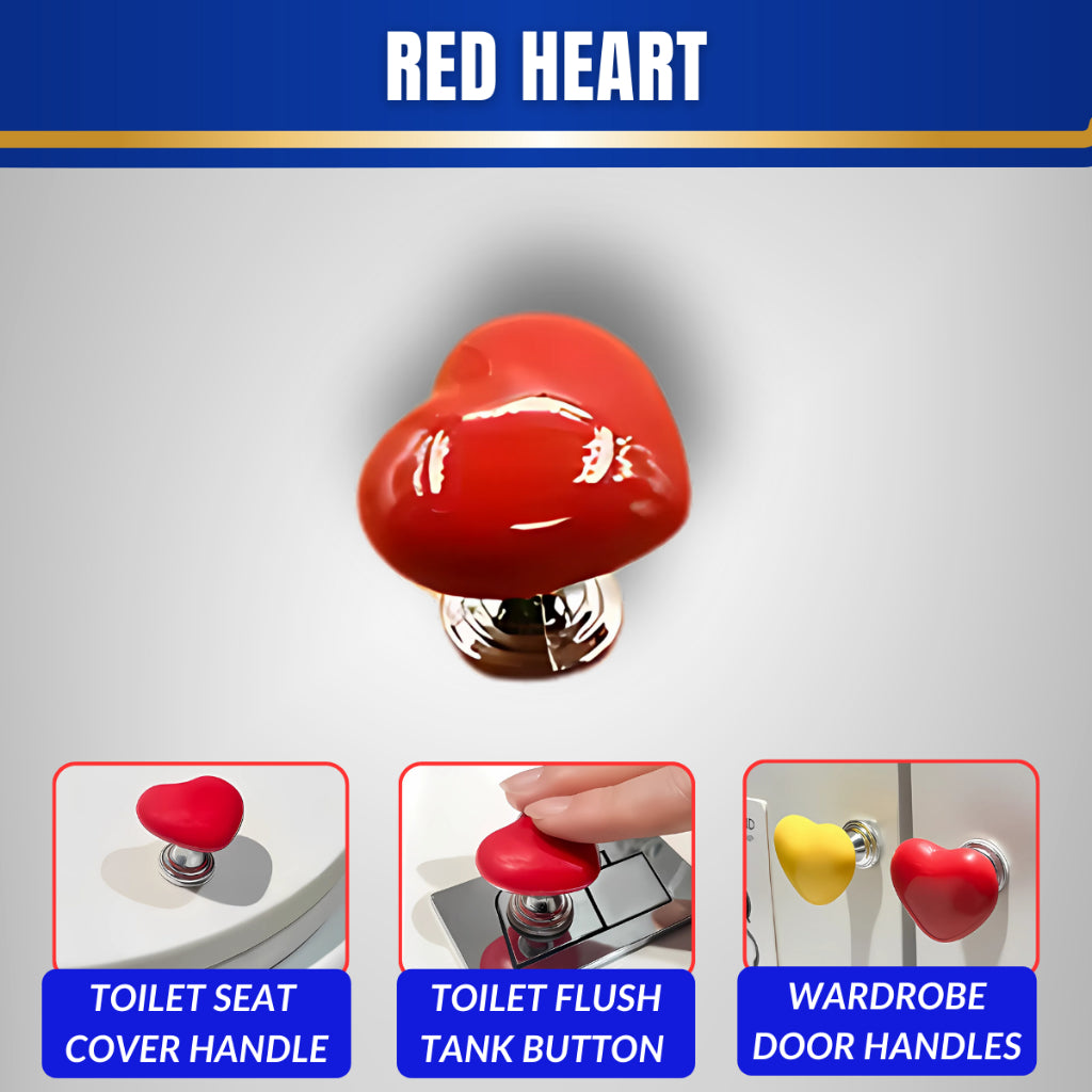 C&C Love Heart Shaped Toilet Tank Button Presser Water Press Flush Button Drawer Door Knob Handle
