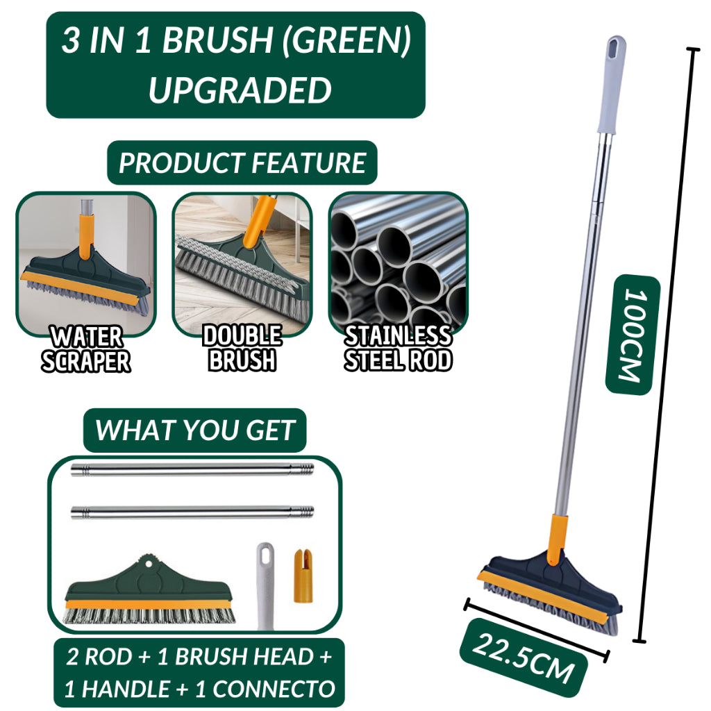 3in1 Magic Broom Penyapu Lantai Floor Cleaning Brush Gap Scrub Brush Tile Kitchen Bathroom Glass Toilet