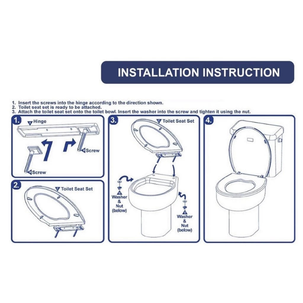 Heavy-Duty Colour Plastic Toilet Seat Cover With Adjustable Hinge