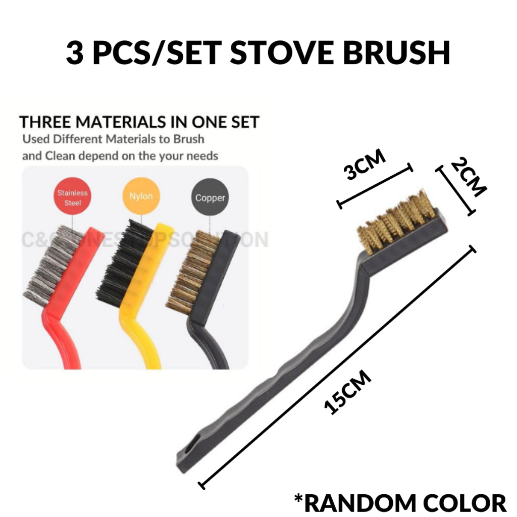 C&C Copper Wire Brush With Wooden Handle Metal High-Density Cleaning Scrub Berus Dawai Tembaga - COPPER PLATED