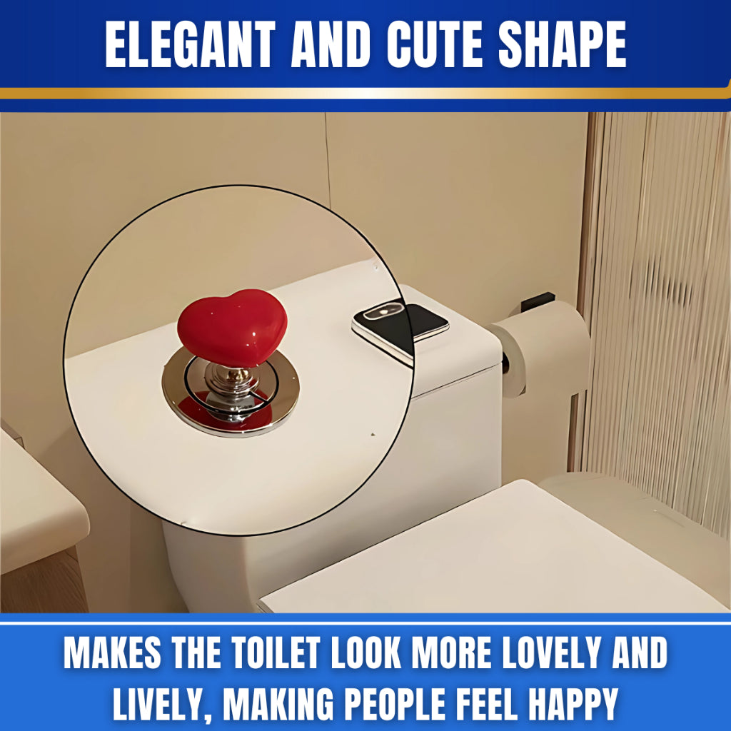 C&C Love Heart Shaped Toilet Tank Button Presser Water Press Flush Button Drawer Door Knob Handle