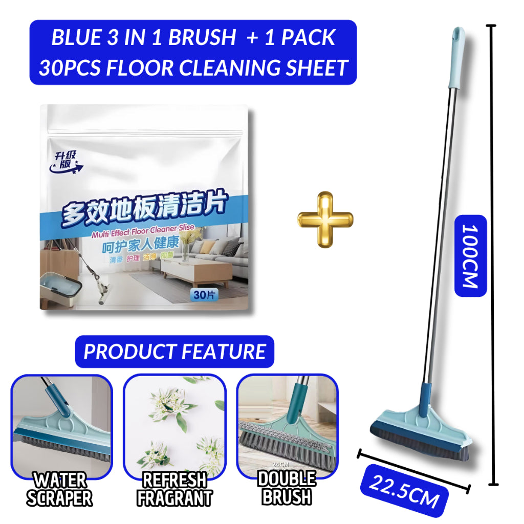 C&C 3 in 1 Rotatable V Shape Floor Tile Cleaning Brush Magic Broom Gap Cleaning Gap Brush Penyapu Lantai Berus Lantai