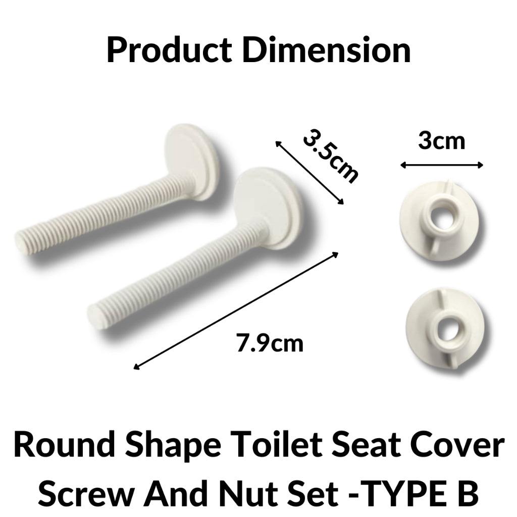 CJ FISH BRAND 1 Set Toilet Seat Cover Screw And Nut Set Toilet Square and Round Shape Screw Nut Hinge and Screw Nut Bolt