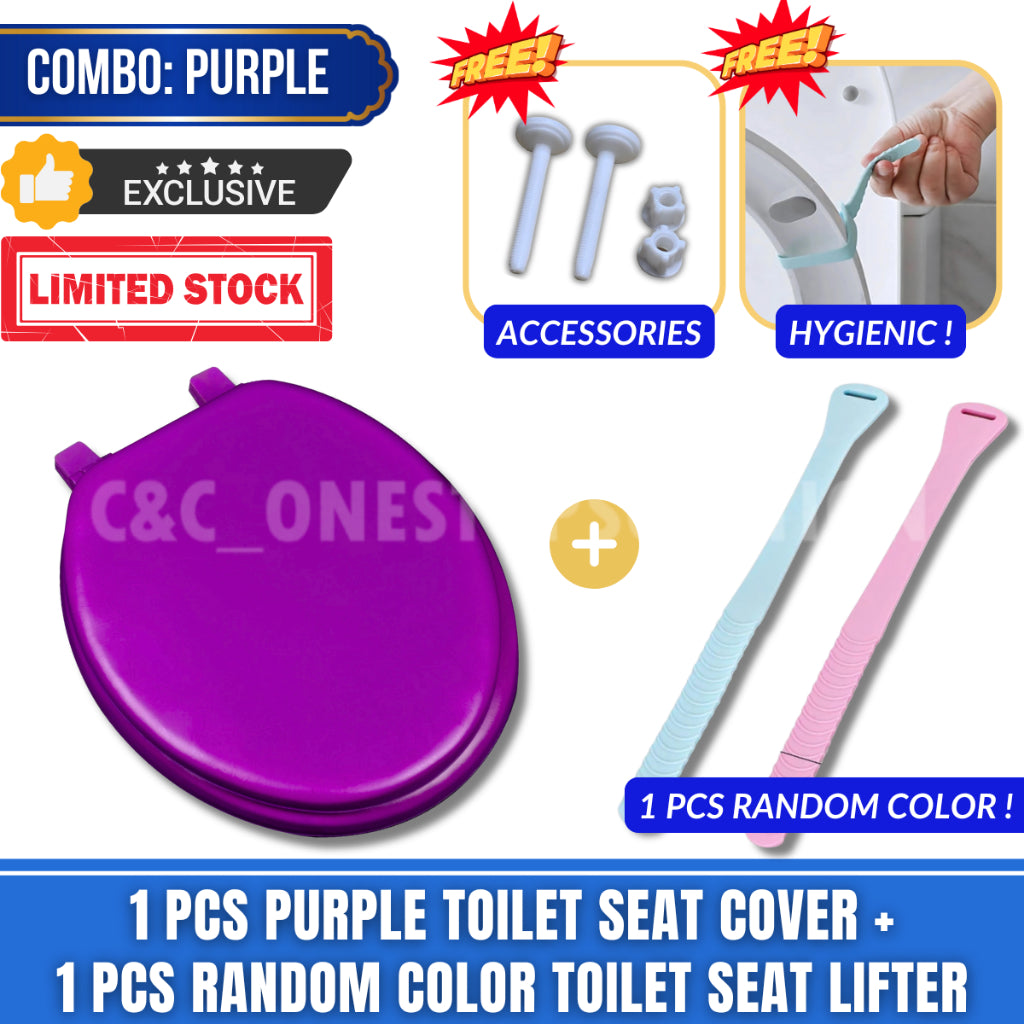 C&C 7Colors Toilet Seat Cover With Screw Plastik Toilet Bowl Seat Cover O Shape Jamban Duduk Penutup Tandas Duduk