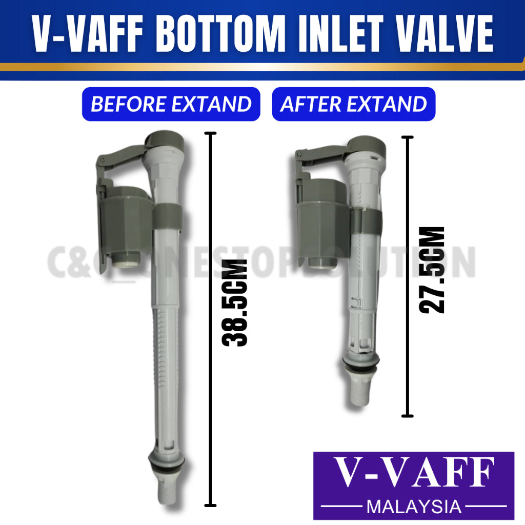 Toilet Water Tank Adjustable Compact Dual Inlet Valve Side Bottom Toilet Cistern Flushing Fill Valve 1/2 inch