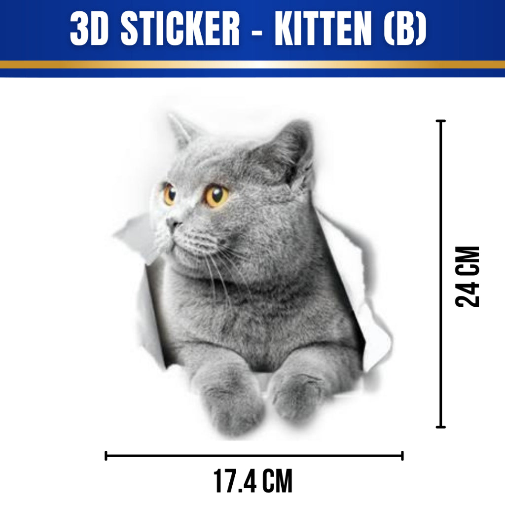 C&C Cute Cats Pattern 3D Wall Stickers / 3D Kitten Cat Bathroom Toilet Stickers / Home Decoration Animals Vinyl DIY