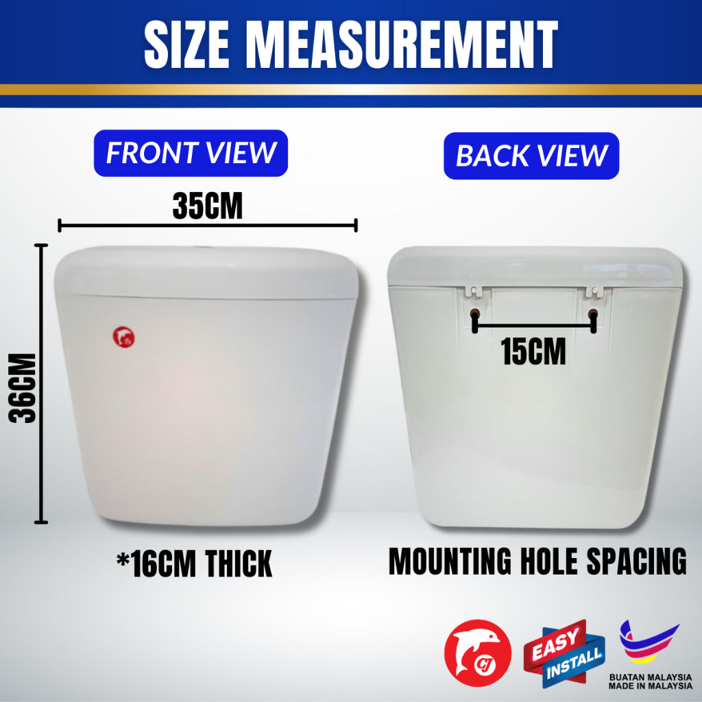 C&C Full Set Toilet Water Tank Plastic Toilet Cistern + Toilet Seat Cover Combo With Free Accessories Screw Hinge Combo