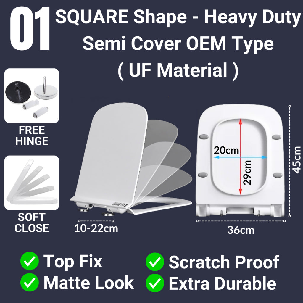 C&C Toilet Seat Cover Penutup Tandas Duduk Square Mangkuk Tandas Toilet Bowl Cover Jamban Duduk