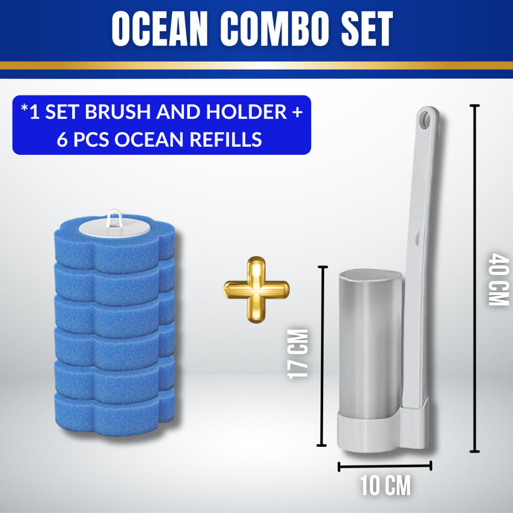C&C Disposable Toilet Bowl Cleaner Brush With Holder Built-In Cleaning Fluid Brush Head Berus Tandas Pakai Buang