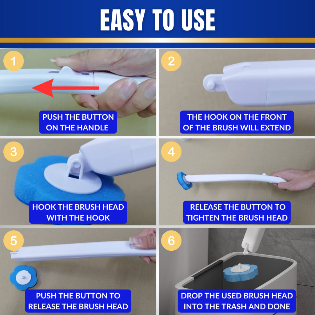 C&C Disposable Toilet Bowl Cleaner Brush With Holder Built-In Cleaning Fluid Brush Head Berus Tandas Pakai Buang