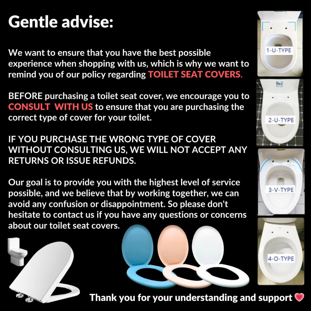 C&C Black V Shape Toilet Seat Cover With Soft Close Adjustable Hinge Penutup Mangkuk Duduk Tandas