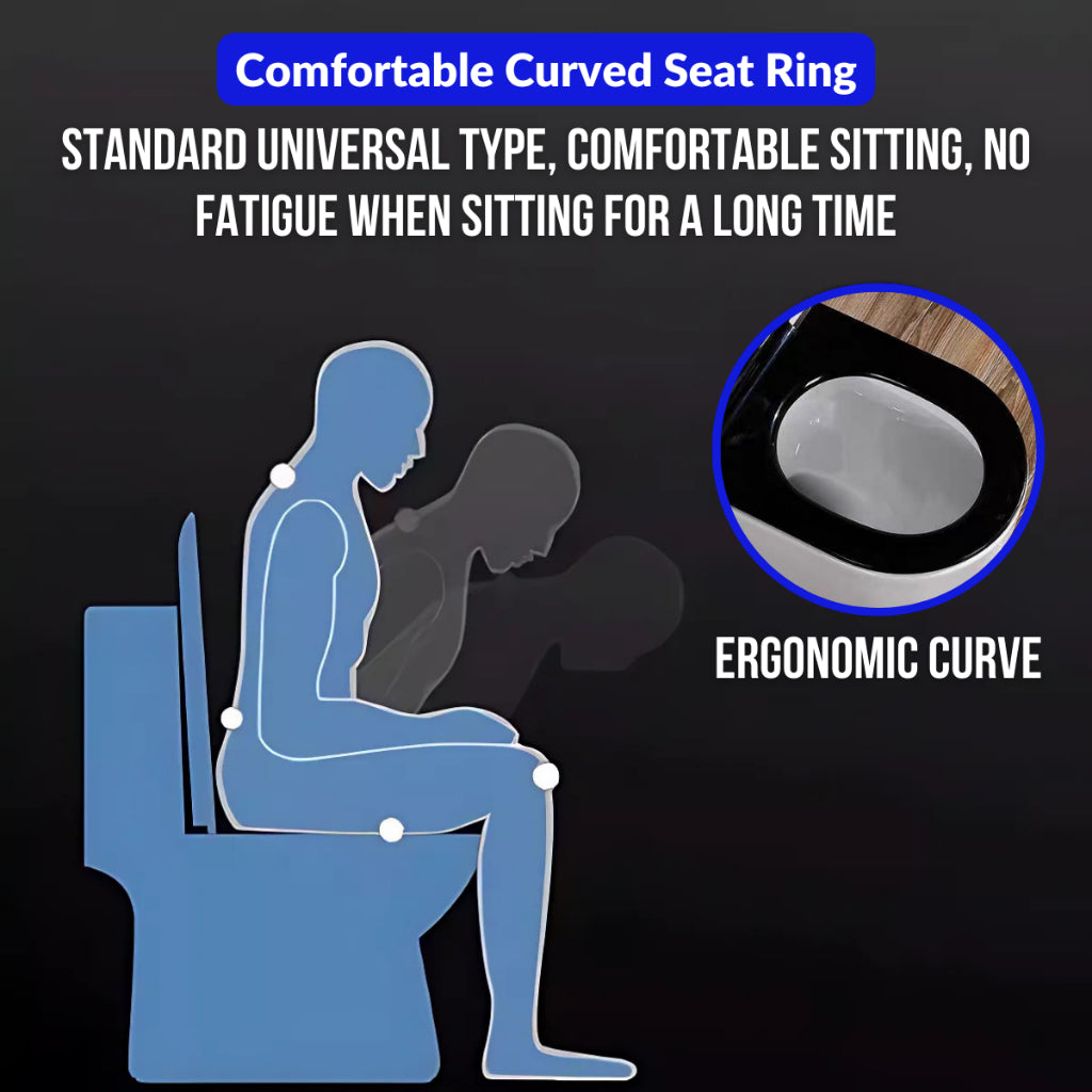 C&C Black V Shape Toilet Seat Cover With Soft Close Adjustable Hinge Penutup Mangkuk Duduk Tandas