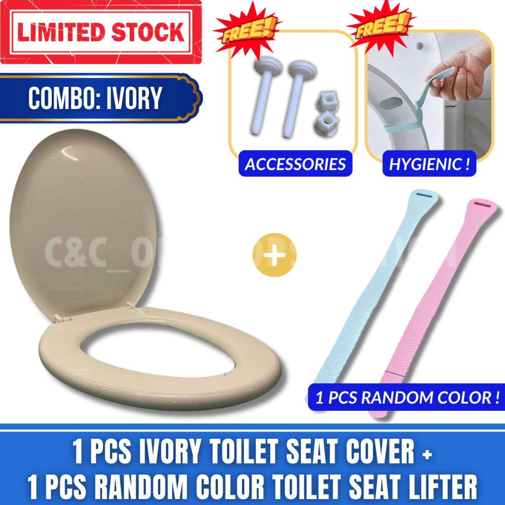 C&C 7Colors Toilet Seat Cover With Screw Plastik Toilet Bowl Seat Cover O Shape Jamban Duduk Penutup Tandas Duduk