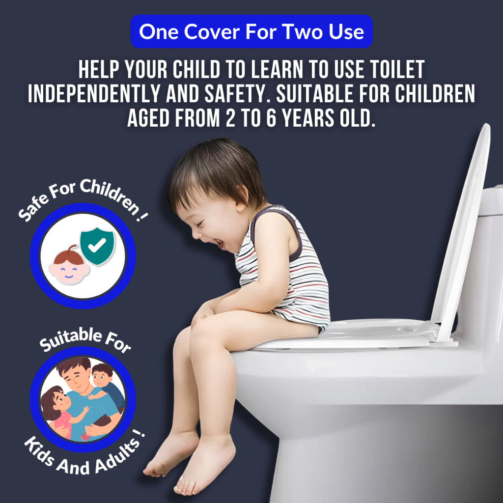 C&C 1PCS Dual Use Adult + Children Toilet Seat Cover Child Potty Train Toilet Seat Cover With Free Soft Close Hinge