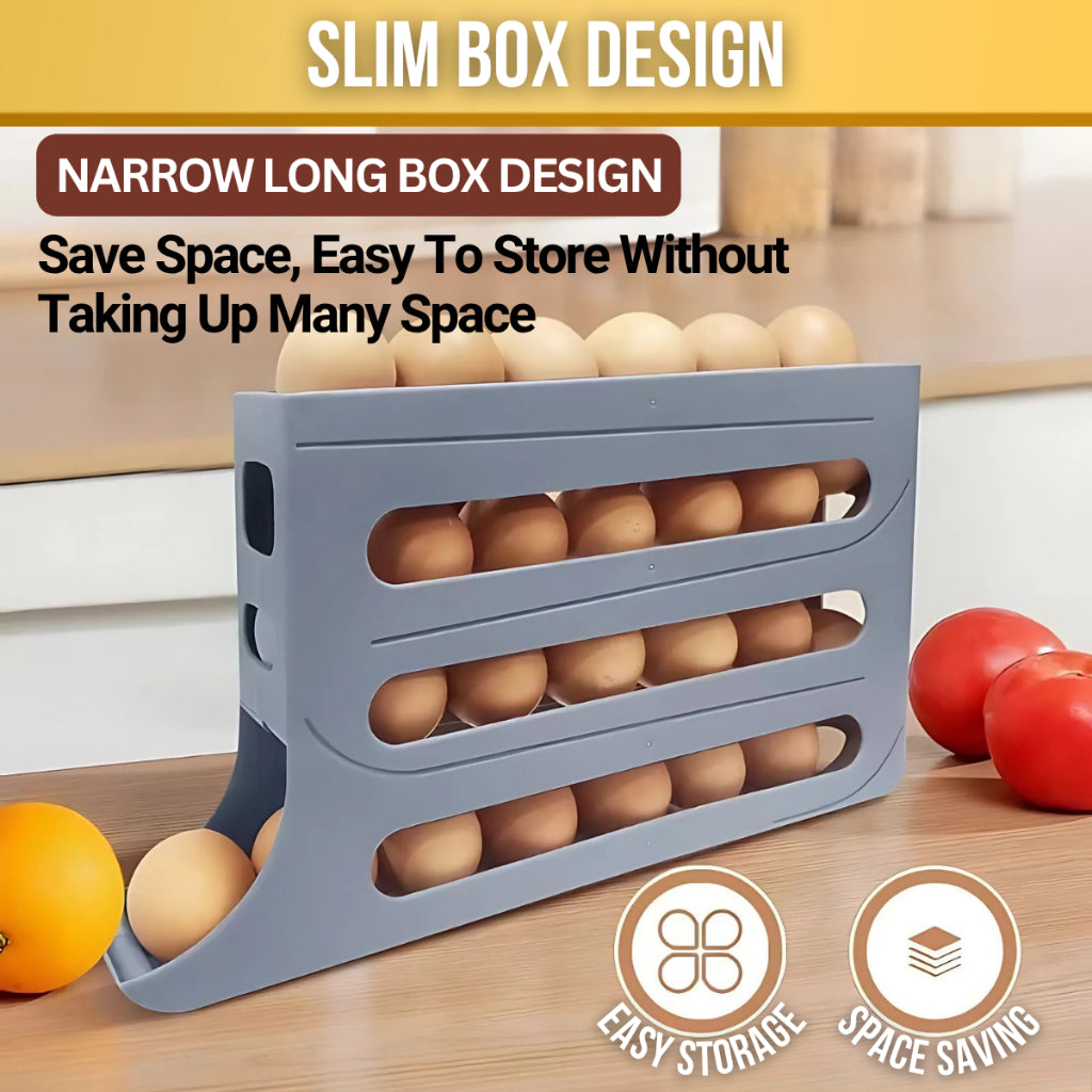 C&C 30 Grids Egg Organizer 4 Tier Automatic Scrolling Egg Storage Dispenser Large Capacity Egg Rack Tray Rack Telur
