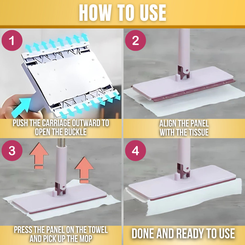 C&C 120CM Extra Large Flat Mop Lazy Clip Style Mop Wet Dry Disposable Wipes Dual Use Mop Lantai Pakai Buang Viral