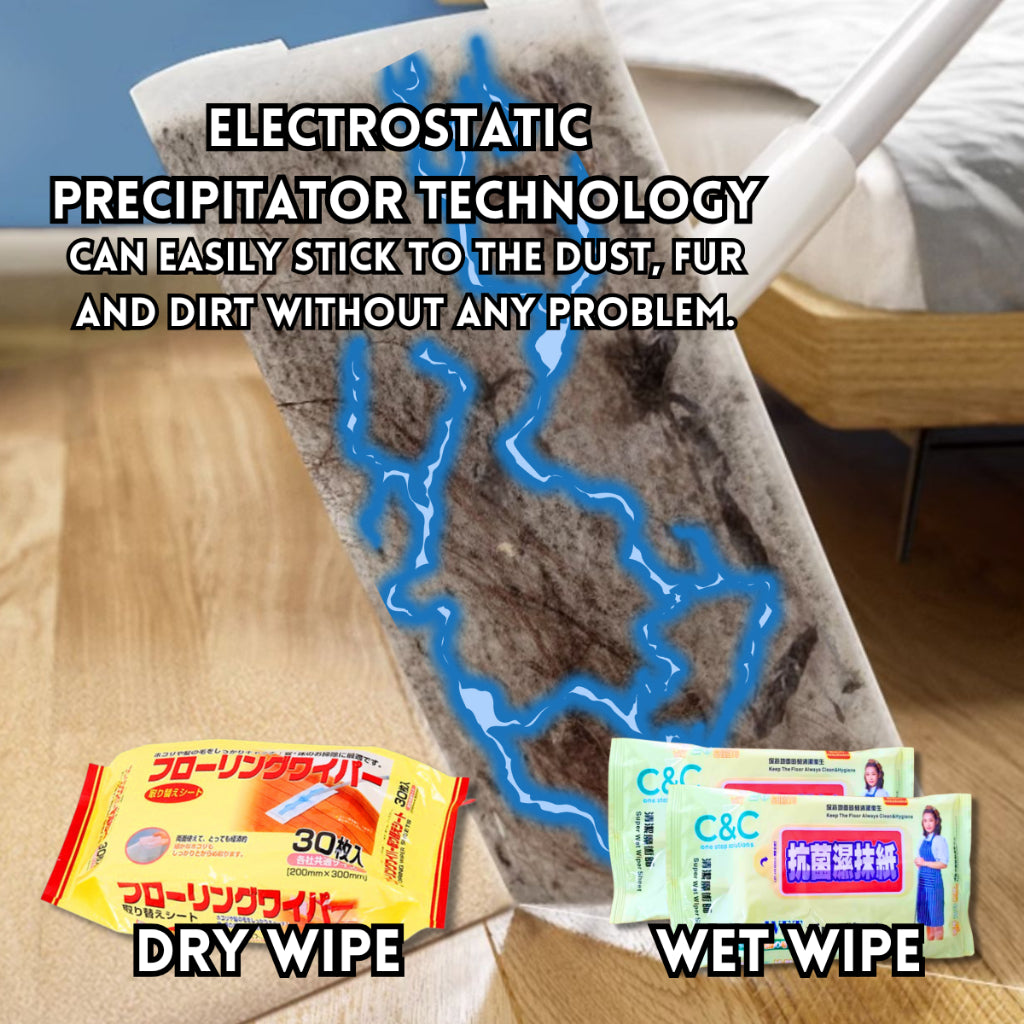 Penyapu Mop Flat Tisu Pakai Buang Wiper Wet Dry Tissue Wipes Kertas Floor Cleaning Lantai Magik Lap Habuk SuperValue Set