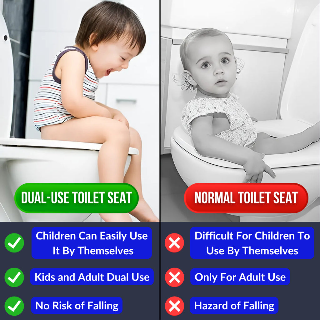 C&C 1PCS Dual Use Adult + Children Toilet Seat Cover Child Potty Train Toilet Seat Cover With Free Soft Close Hinge