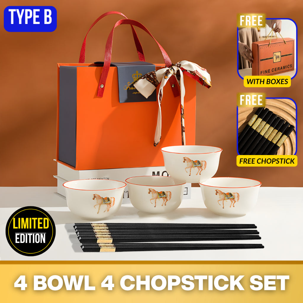 C&C 2026 Horse Mangkuk Viral Ceramic Bowl Gift Set Chinese New Year Lunar New Year Gift Set Rice bowl CNY GIFT SET