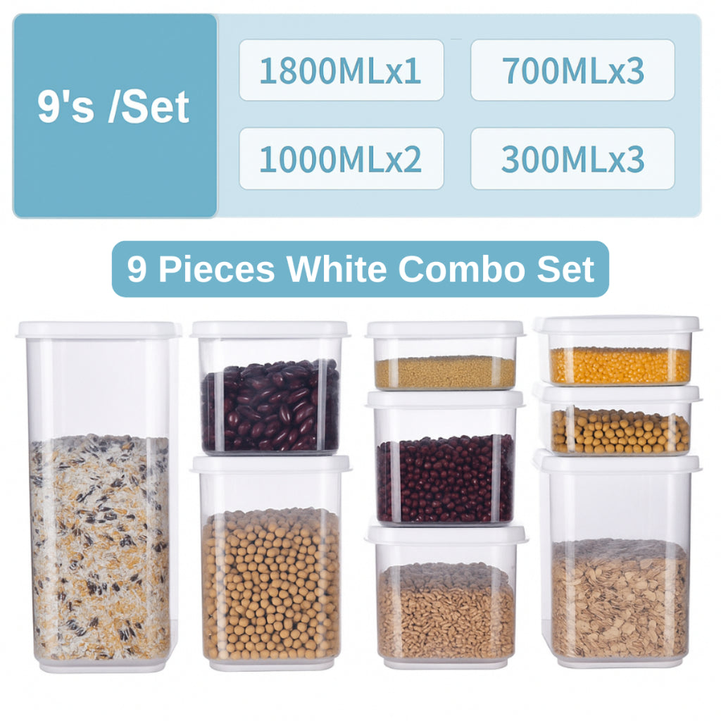 5pcs/set Stackable Airtight Twist Lock Transparent Food Storage Container Food Sealed Box Vacuum Sealed Kedap Udara
