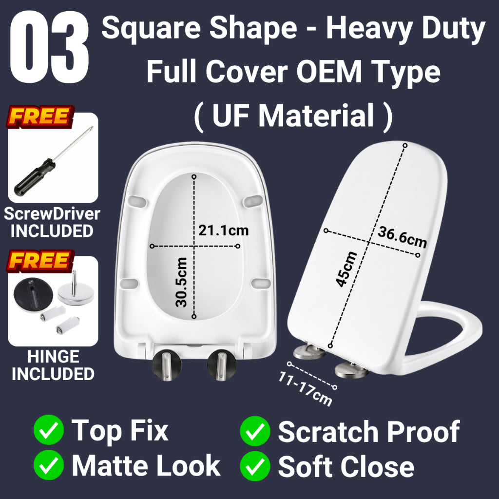 C&C Toilet Seat Cover Penutup Tandas Duduk Square Mangkuk Tandas Toilet Bowl Cover Jamban Duduk