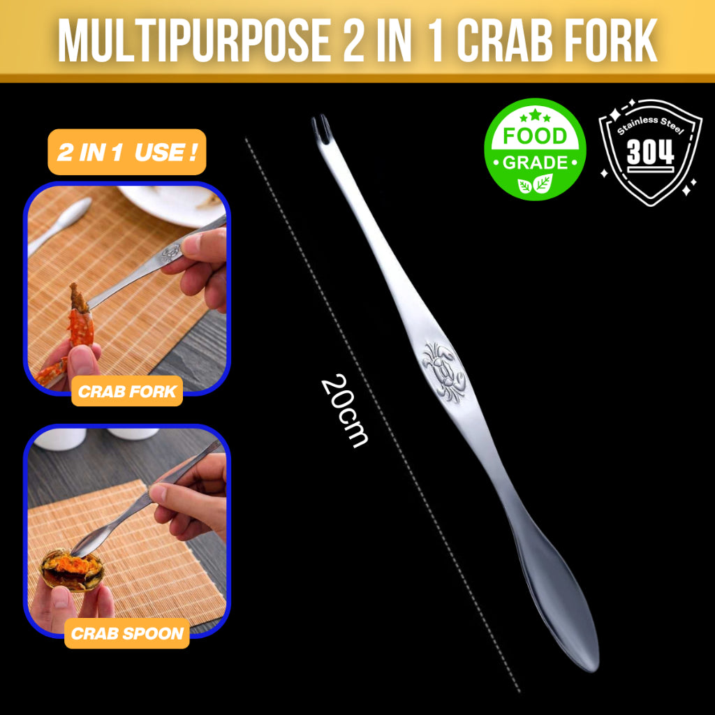 C&C Crab Eating Tools Crab Fork Crab Claw Clips Seafood Lobster Tools Stainless Steel Ketam Garpu