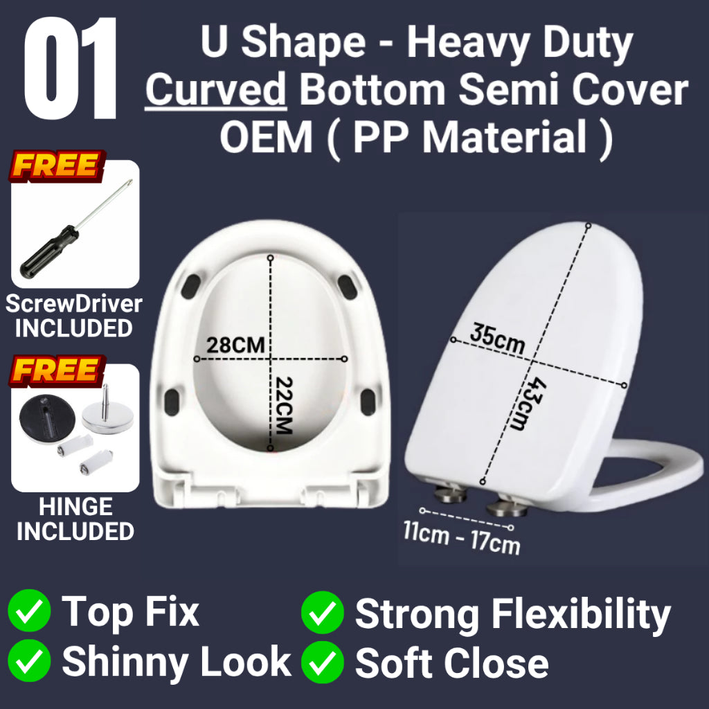 C&C Heavy Duty U Shape Toilet Seat Cover With Soft Close Adjustable Hinge Penutup Mangkuk Duduk Tandas Johnson Sorento