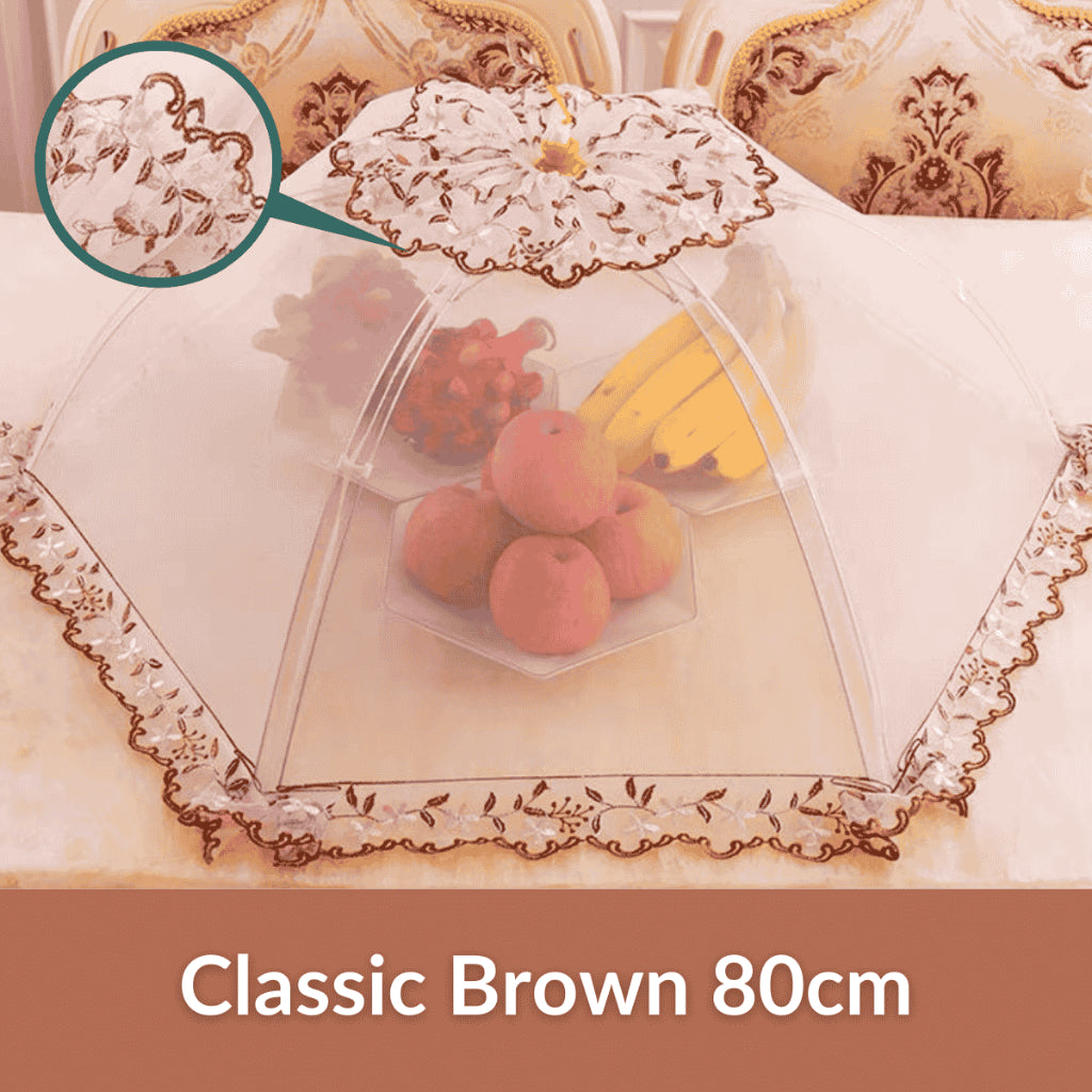 C&C Local Foldable/ Breathable Vintage Food Cover Umbrella Design Mesh Lace Tudung Saji Moden Table Dishes Cover