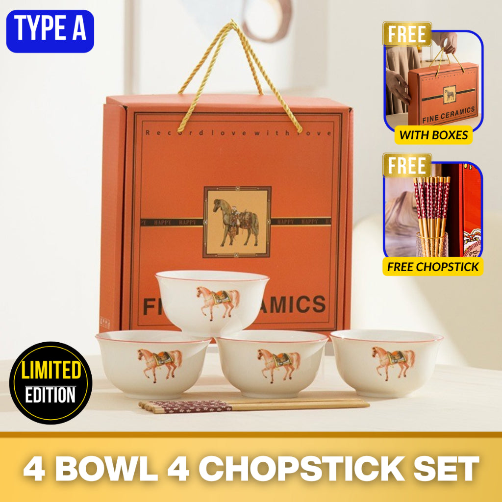 C&C 2026 Horse Mangkuk Viral Ceramic Bowl Gift Set Chinese New Year Lunar New Year Gift Set Rice bowl CNY GIFT SET