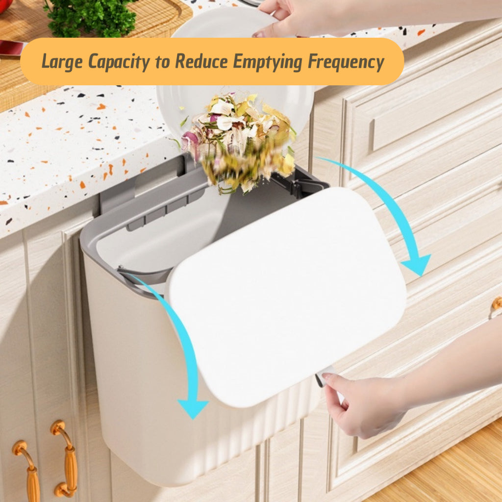 C&C Wall-Mounted Dustbin Hooked Waste Bin Kitchen Cabinet Door Hanging Trash Garbage Can Bekas Tong Sampah Dapur