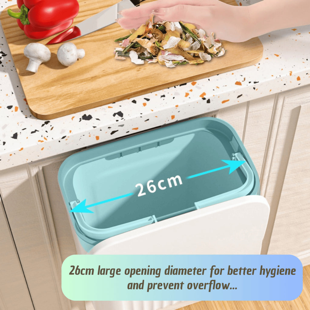 C&C Wall-Mounted Dustbin Hooked Waste Bin Kitchen Cabinet Door Hanging Trash Garbage Can Bekas Tong Sampah Dapur
