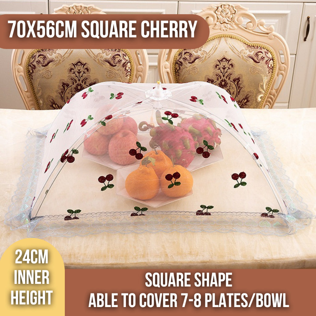C&C Local Foldable/ Breathable Vintage Food Cover Umbrella Design Mesh Lace Tudung Saji Moden Table Dishes Cover