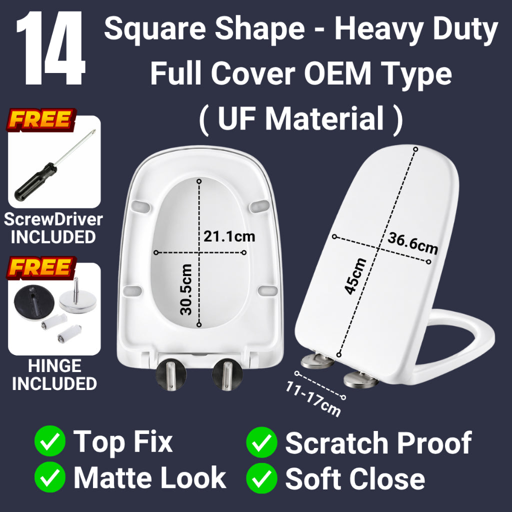 C&C Heavy Duty U Shape Toilet Seat Cover With Soft Close Adjustable Hinge Penutup Mangkuk Duduk Tandas Johnson Sorento