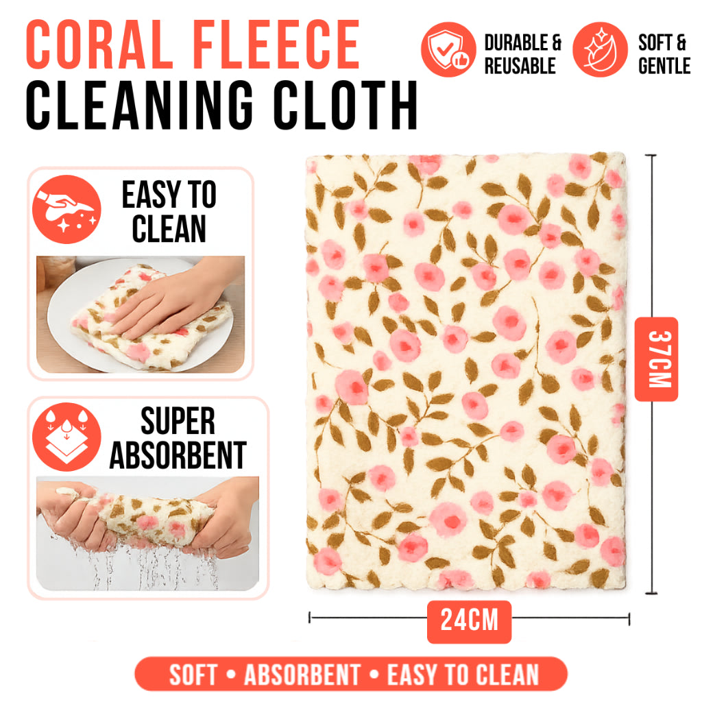 C&C Coral Fleece Towel Microfiber Cleaning Towel Kitchen Towel Hand Towel Cleaning Cloth Table Cloth Dish Towel Kain Lap