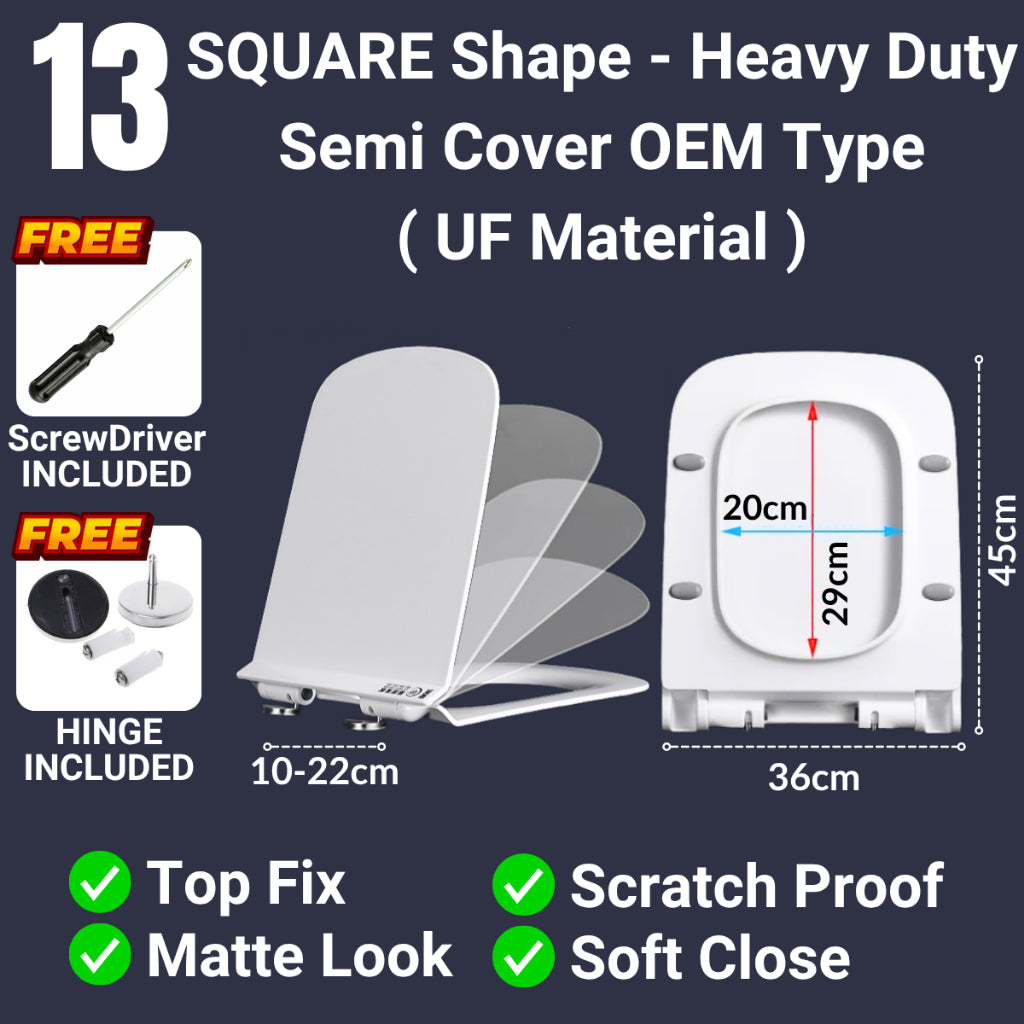 C&C Heavy Duty U Shape Toilet Seat Cover With Soft Close Adjustable Hinge Penutup Mangkuk Duduk Tandas Johnson Sorento