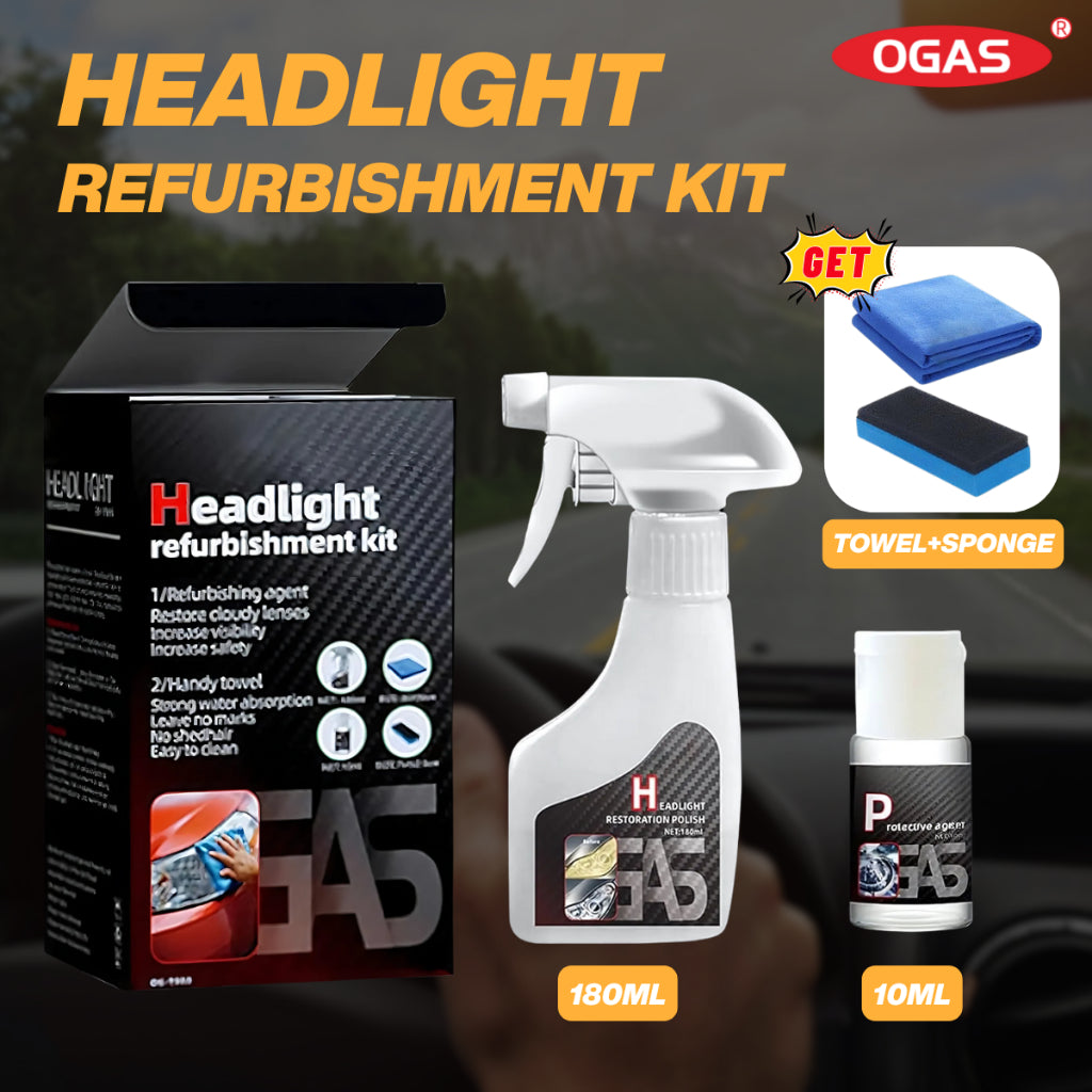 C&C OGOS BRAND Car Headlight Restore Kit and Hand-Held Car Glass Emulsion Kit Oil Firm Cleaner For All Car Vehicles