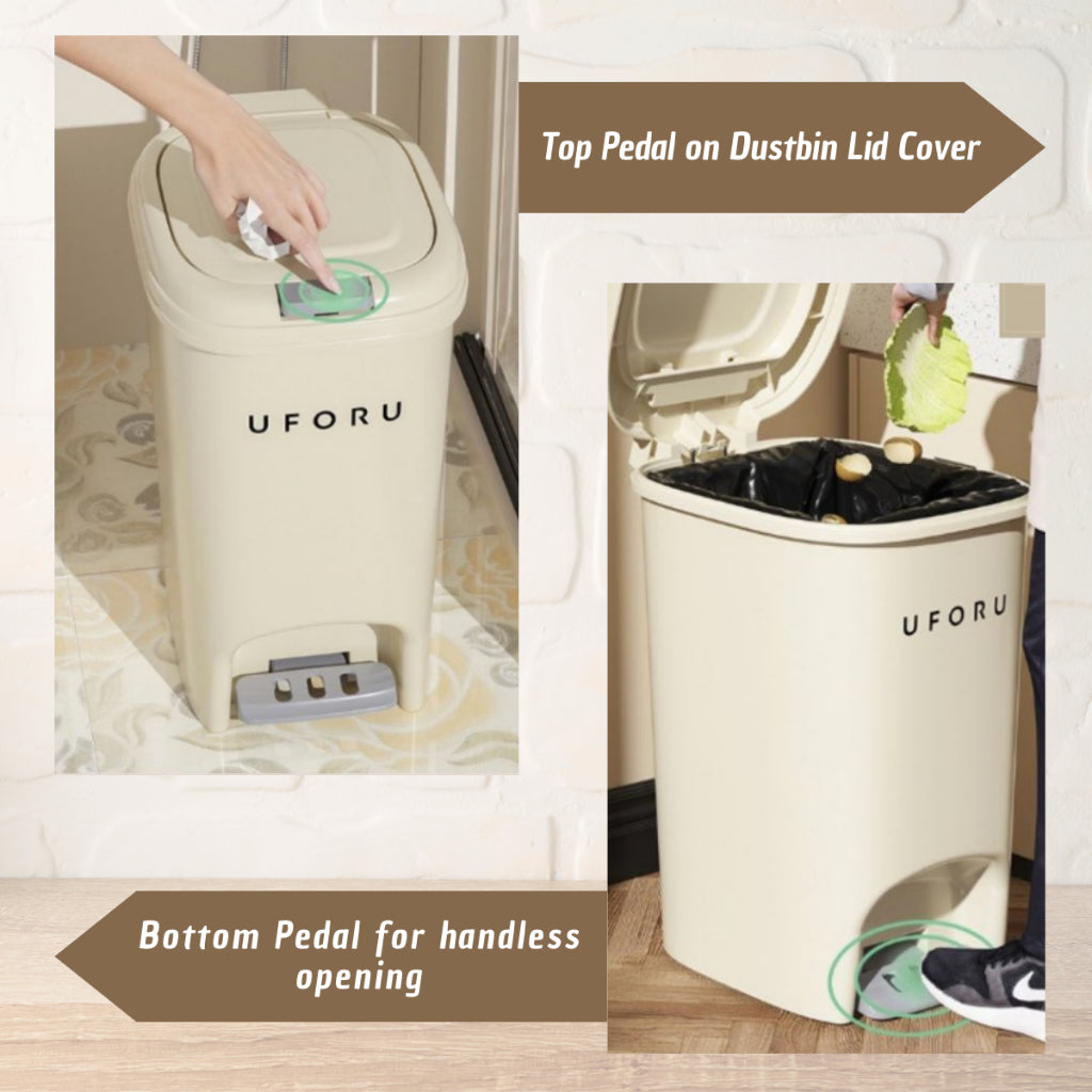 C&C 8L Premium Double Cover Opening Foot Pedal Dustbin Anti-Corrode Tight Sealed Lid Large Capacity