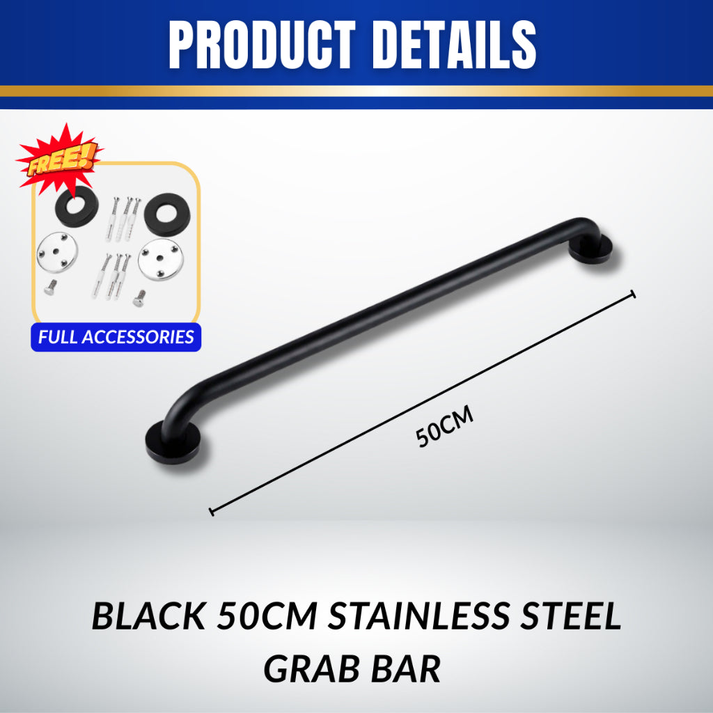 C&C 30/40/50cm Anti-Slip Bathroom Safety Grab Bar Stainless Steel Shower Toilet Grip Handle Pemegang Tandas