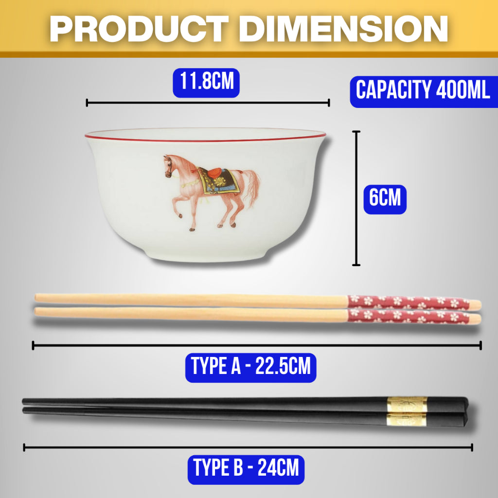C&C 2026 Horse Mangkuk Viral Ceramic Bowl Gift Set Chinese New Year Lunar New Year Gift Set Rice bowl CNY GIFT SET