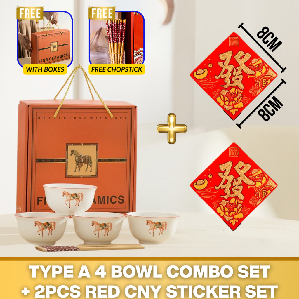 C&C 2026 Horse Mangkuk Viral Ceramic Bowl Gift Set Chinese New Year Lunar New Year Gift Set Rice bowl CNY GIFT SET