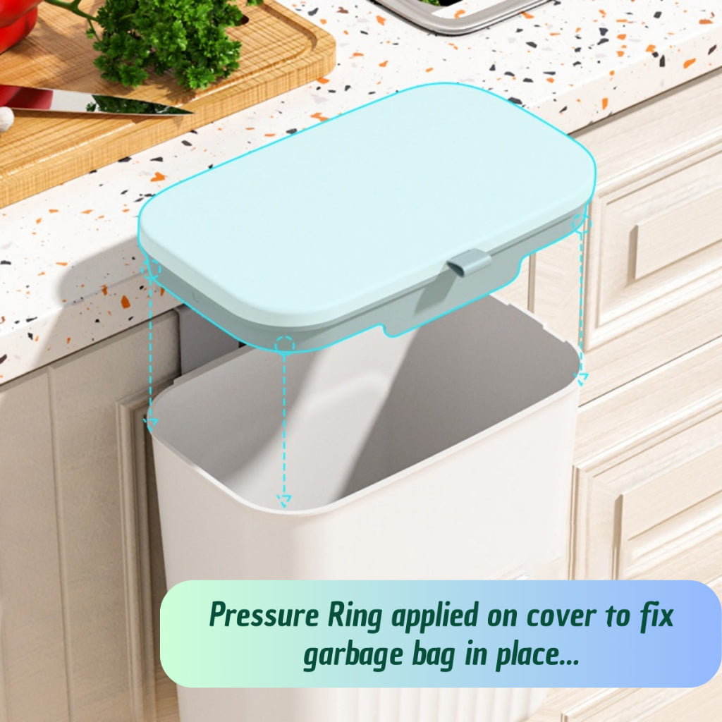 C&C Wall-Mounted Dustbin Hooked Waste Bin Kitchen Cabinet Door Hanging Trash Garbage Can Bekas Tong Sampah Dapur