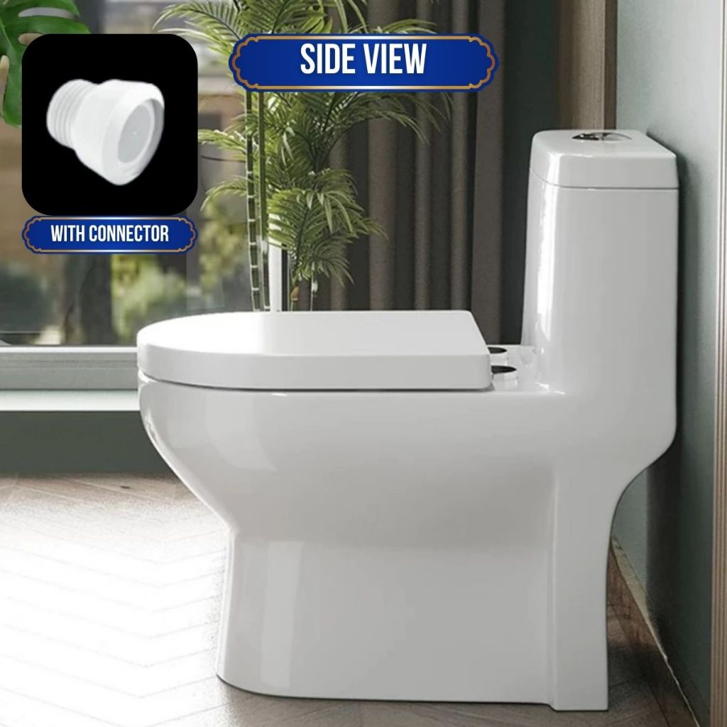 Full Set S-Trap Jamban Tandas dengan Penutup Tandas Aksesori Lengkap Mangkuk Tandas Toilet Bowl One Piece Washdown