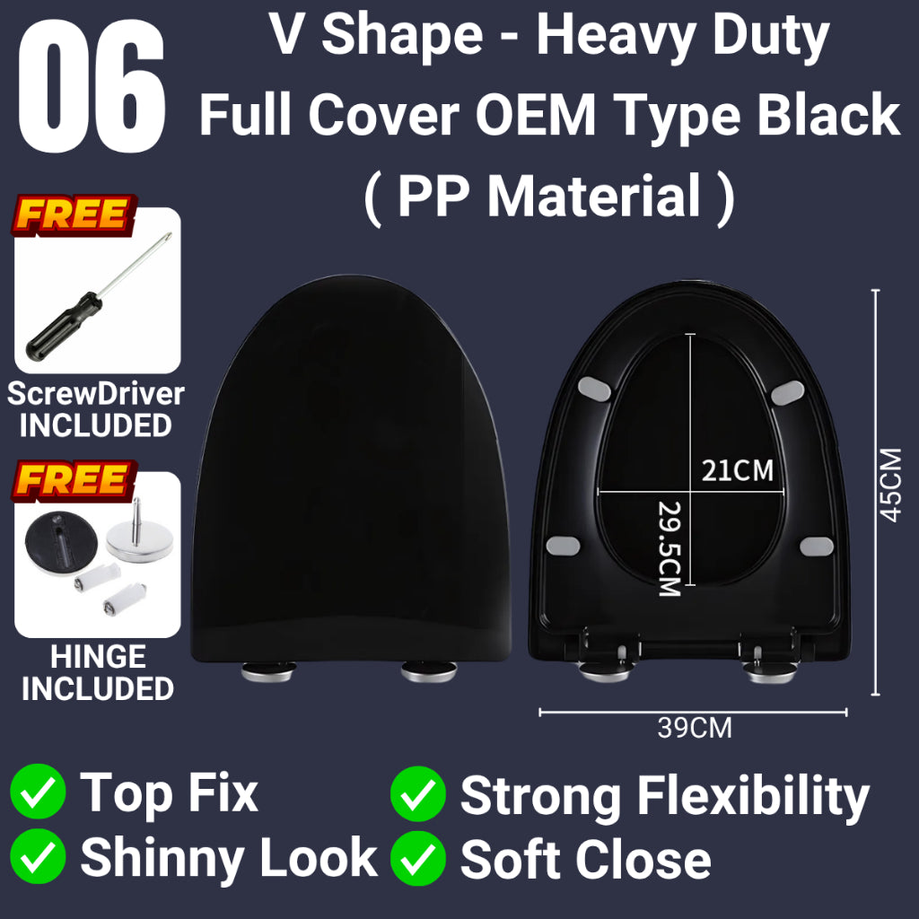C&C Heavy Duty U Shape Toilet Seat Cover With Soft Close Adjustable Hinge Penutup Mangkuk Duduk Tandas Johnson Sorento