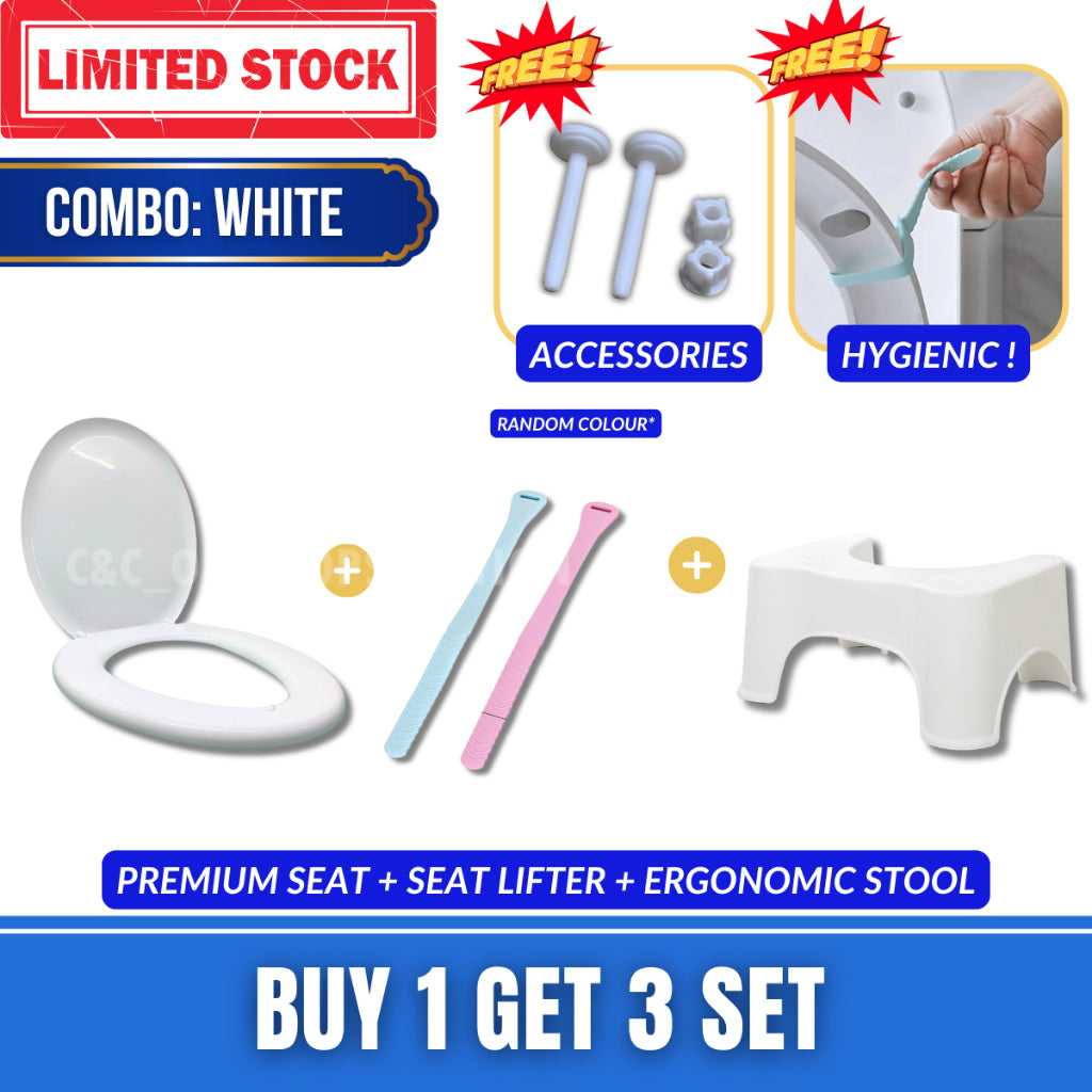C&C 7Colors Toilet Seat Cover With Screw Plastik Toilet Bowl Seat Cover O Shape Jamban Duduk Penutup Tandas Duduk