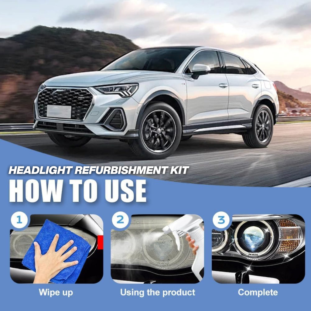 C&C OGOS BRAND Car Headlight Restore Kit and Hand-Held Car Glass Emulsion Kit Oil Firm Cleaner For All Car Vehicles